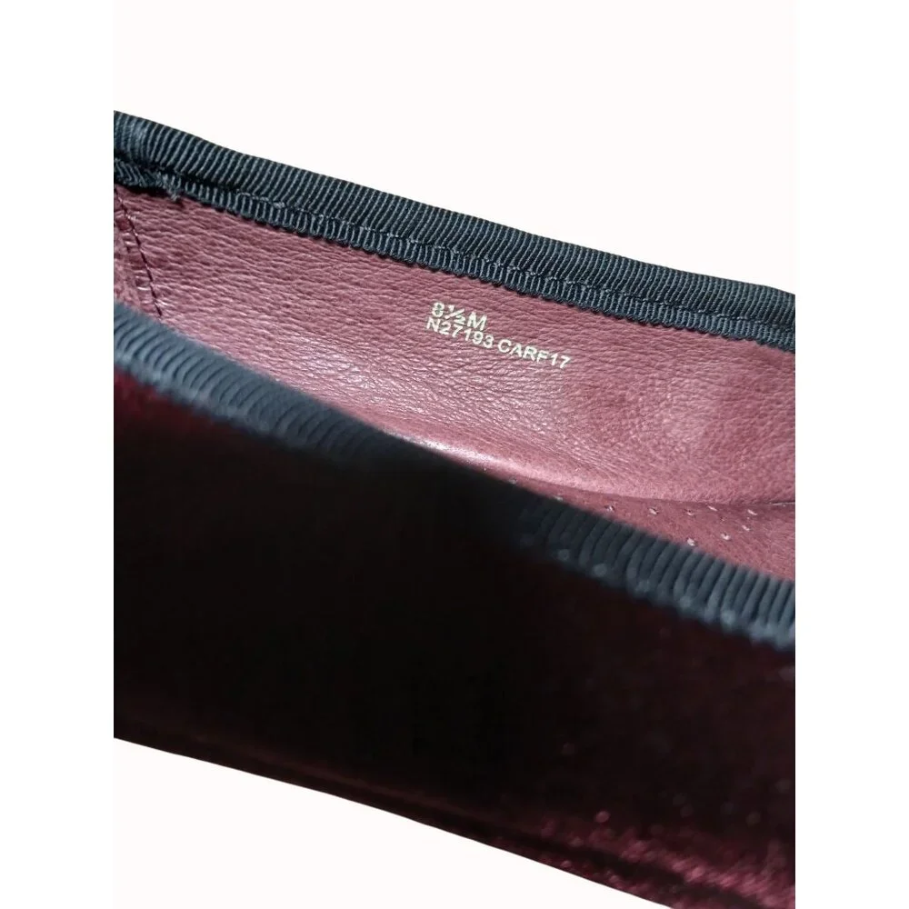 Born Ono Hallada Wine Velvet Ballet Flats Bow Shoes Size 8.5 Stacked Low Heel - Picture 14 of 15